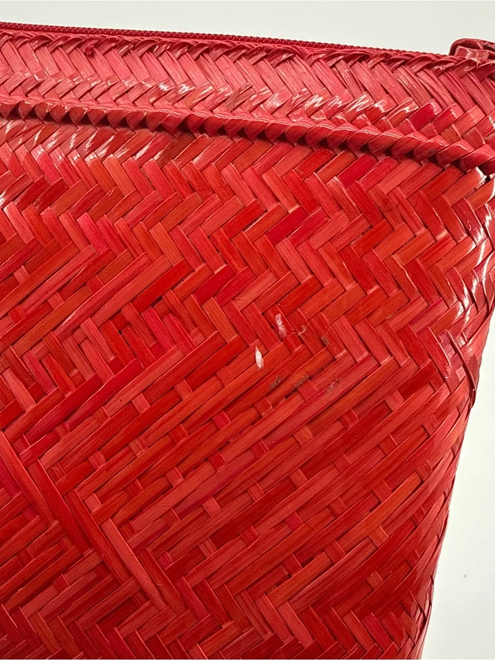 Richard Bienen Red Vintage Wicker Clutch Bag Woven Zipper Tassel Philippines